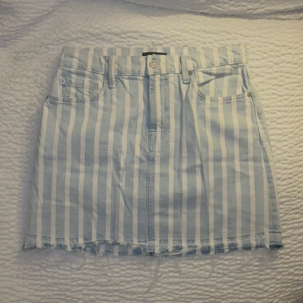 7 For All Mankind Blue and White Striped Skirt